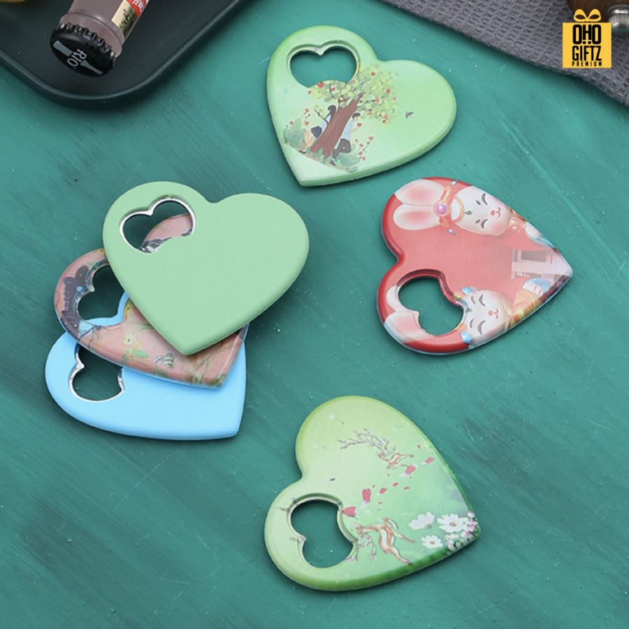 ที่เปิดขวดทรงหัวใจ พิมพ์ได้ไม่จำกัดสี สกรีนโลโก้  ทำเป็นของพรีเมี่ยมได้