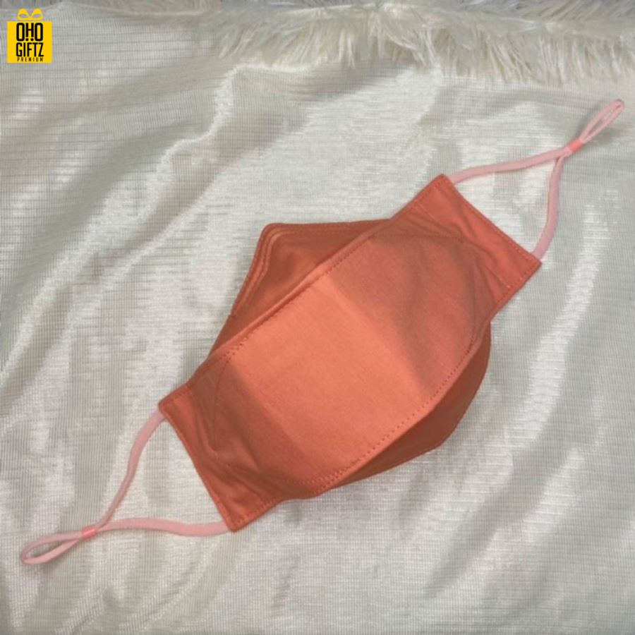หน้ากากผ้าทรงเกาหลี (ผ้ามัสลิน+ผ้าคอตตอน) ผ้าหนา 3 ชั้น มีตัวปรับสายคล้องหู พร้อมสกรีนโลโก้