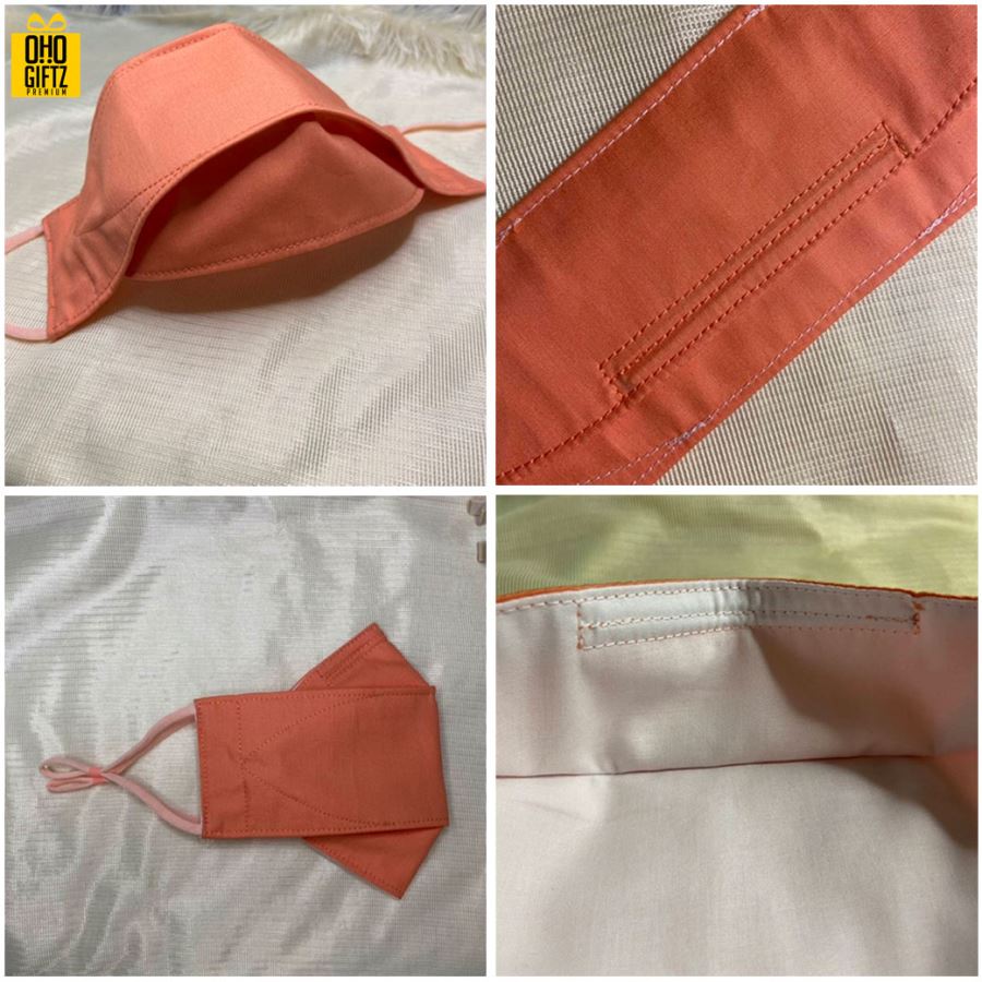 หน้ากากผ้าทรงเกาหลี (ผ้ามัสลิน+ผ้าคอตตอน) ผ้าหนา 3 ชั้น มีตัวปรับสายคล้องหู พร้อมสกรีนโลโก้