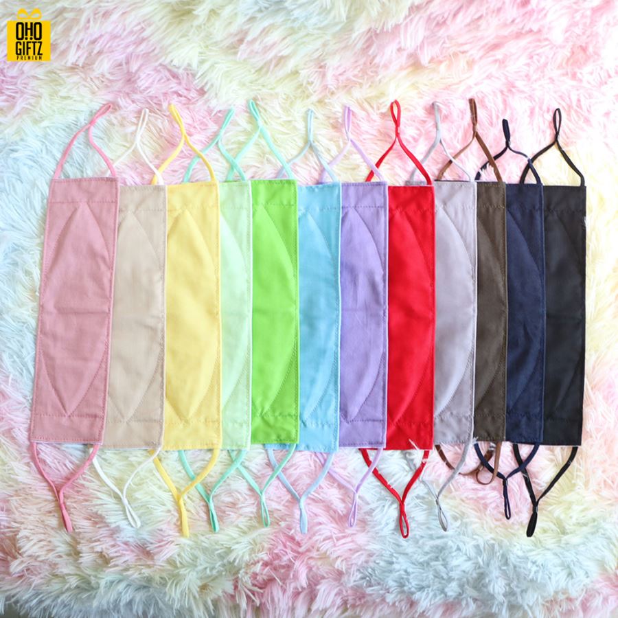 หน้ากากผ้าทรงเกาหลี (ผ้ามัสลิน+ผ้าคอตตอน) ผ้าหนา 3 ชั้น มีตัวปรับสายคล้องหู พร้อมสกรีนโลโก้