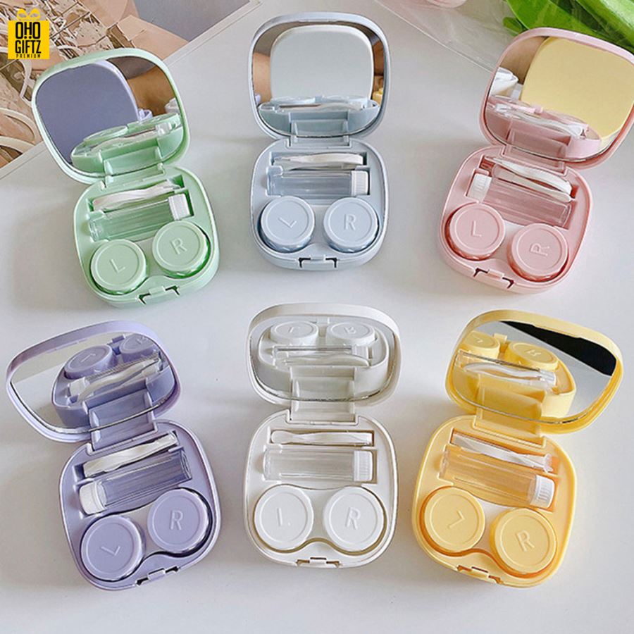 กล่องใส่คอนแทคเลนส์ ทรงสี่เหลี่ยมแบบพกพา สกรีนชื่อ  สกรีนโลโก้ทำเป็นของพรีเมี่ยมได้ 