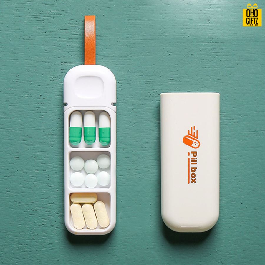 กล่องเก็บยาแบบพกพา สกรีนชื่อ สกรีนโลโก้ ทำเป็นของพรีเมี่ยมได้