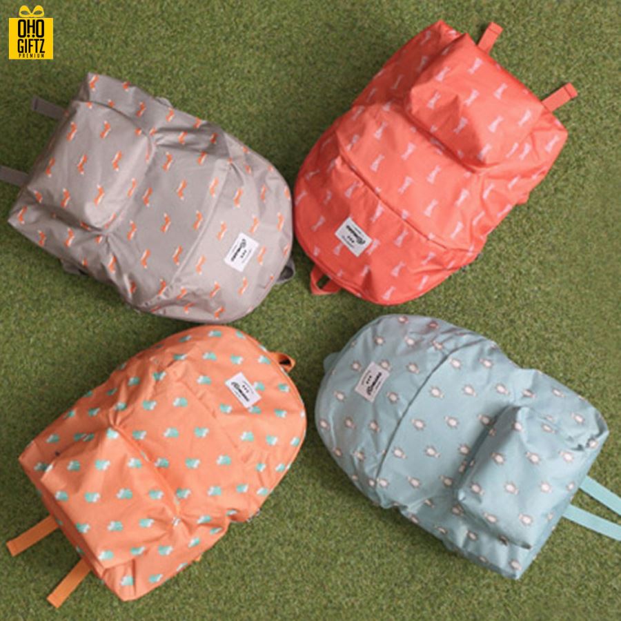 กระเป๋าเป้ลายสัตว์พับได้ สกรีนโลโก้ ทำเป็นสินค้าพรีเมี่ยม ของที่ระลึก ของชำร่วย