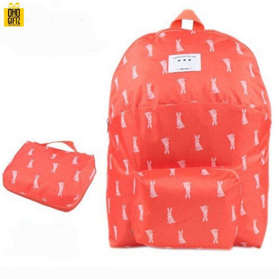 กระเป๋าเป้ลายสัตว์พับได้ สกรีนโลโก้ ทำเป็นสินค้าพรีเมี่ยม ของที่ระลึก ของชำร่วย