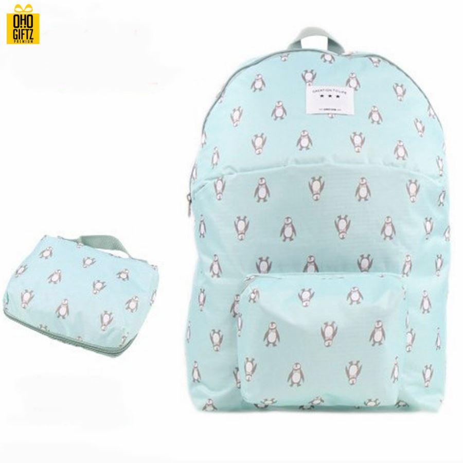 กระเป๋าเป้ลายสัตว์พับได้ สกรีนโลโก้ ทำเป็นสินค้าพรีเมี่ยม ของที่ระลึก ของชำร่วย