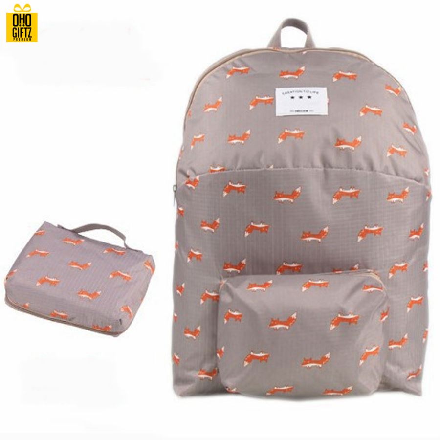 กระเป๋าเป้ลายสัตว์พับได้ สกรีนโลโก้ ทำเป็นสินค้าพรีเมี่ยม ของที่ระลึก ของชำร่วย