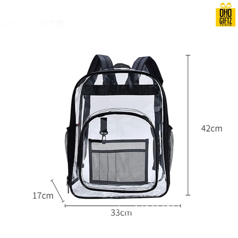 กระเป๋าเป้ใสกันน้ำ PVC สกรีนโลโก้ ทำเป็นของพรีเมี่ยม