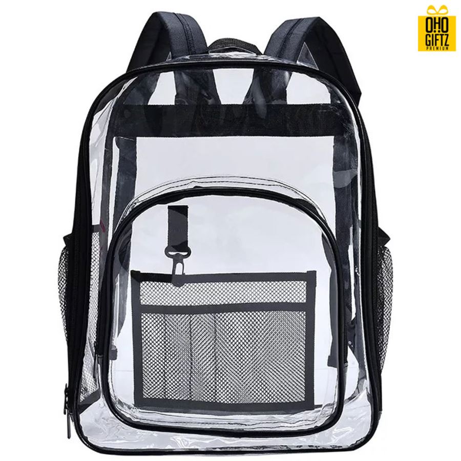 กระเป๋าเป้ใสกันน้ำ PVC สกรีนโลโก้ ทำเป็นของพรีเมี่ยม