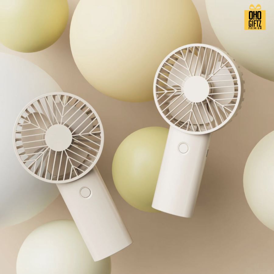 พัดลมมือถือพกพา USB สกรีนโลโก้ ทำเป็นของพรีเมี่ยม