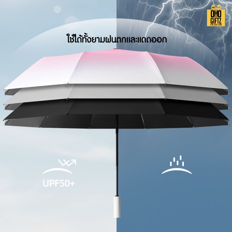 ร่มทูโทนเปิดอัตโนมัติ 10 ก้านคู่แข็งแรงมาก สกรีนโลโก้ ทำเป็นสินค้าพรีเมี่ยม 