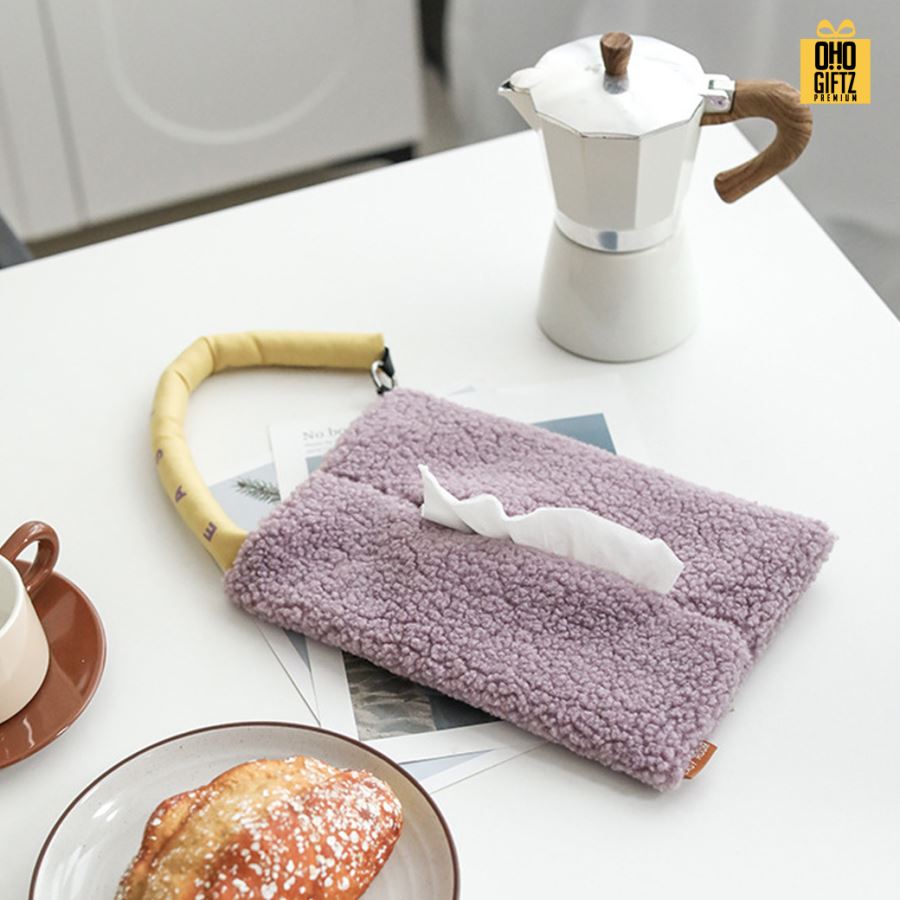 ถุงผ้าขนตุ๊กตาใส่ทิชชู่ แขวนได้น่ารัก สกรีนโลโก้ ทำเป็นของพรีเมี่ยม ของชำร่วยได้