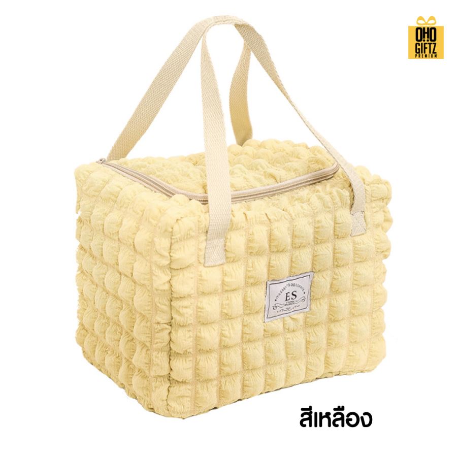 กระเป๋าเก็บความร้อน-เย็น ผ้านูนน่ารัก สกรีนโลโก้  ทำเป็นของพรีเมี่ยม