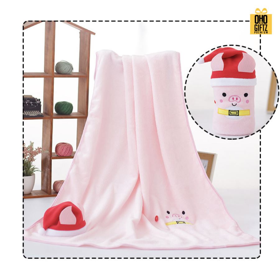 ผ้าห่มX'mas สกรีนโลโก้ ทำเป็นของพรีเมี่ยมได้