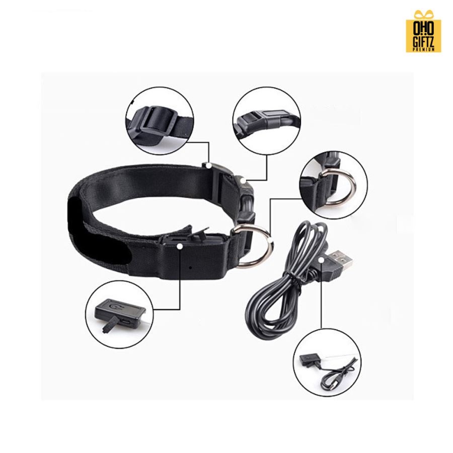 ปลอกคอสัตว์เลี้ยง LED ปลอดภัยในยามค่ำคืน สกรีนโลโก้ ทำเป็นของพรีเมี่ยม