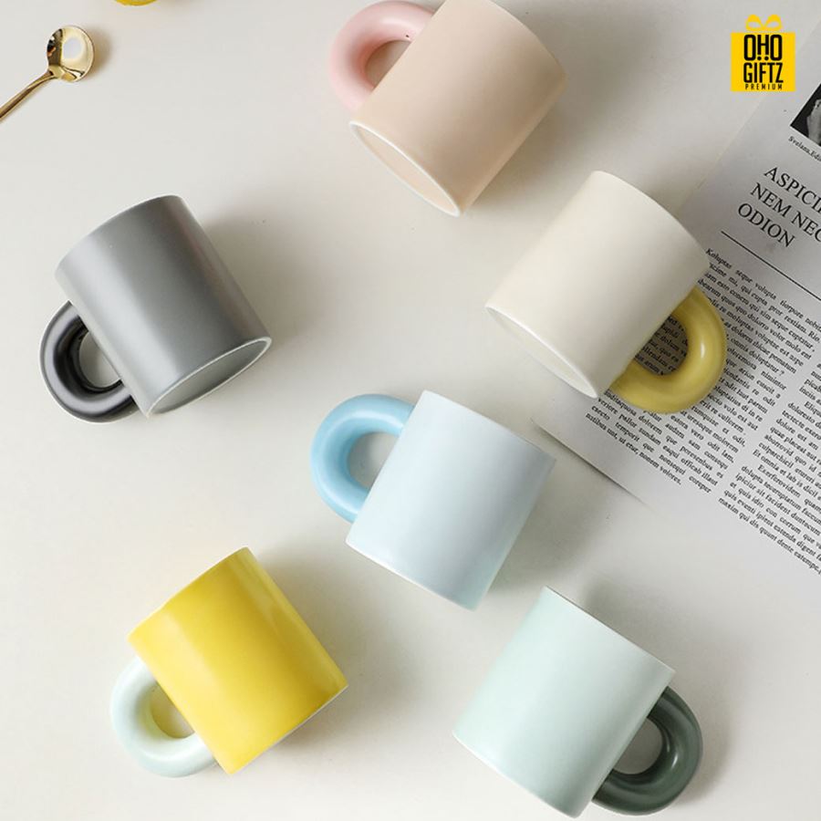 แก้วเซรามิกหูจับหนา สกรีนชื่อ สกรีนโลโก้ ทำเป็นของพรีเมี่ยมได้