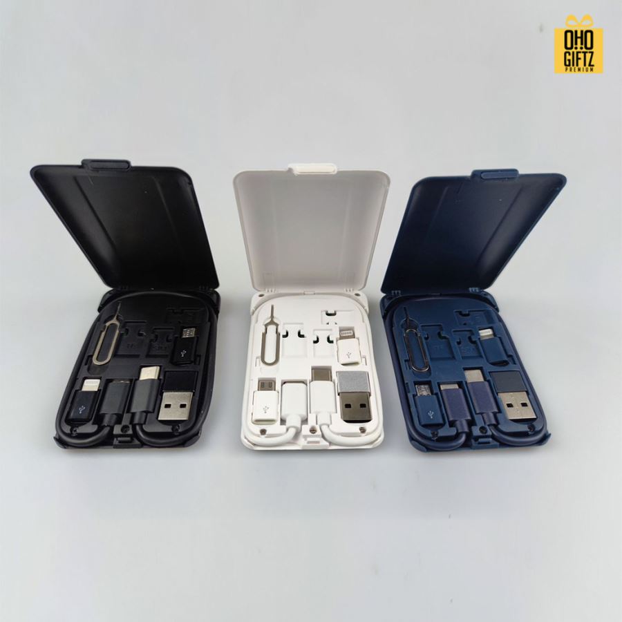 ชุดกล่องเก็บสายชาร์จได้ทุกหัว สกรีนชื่อ,โลโก้ ทำเป็นของพรีเมี่ยมได้