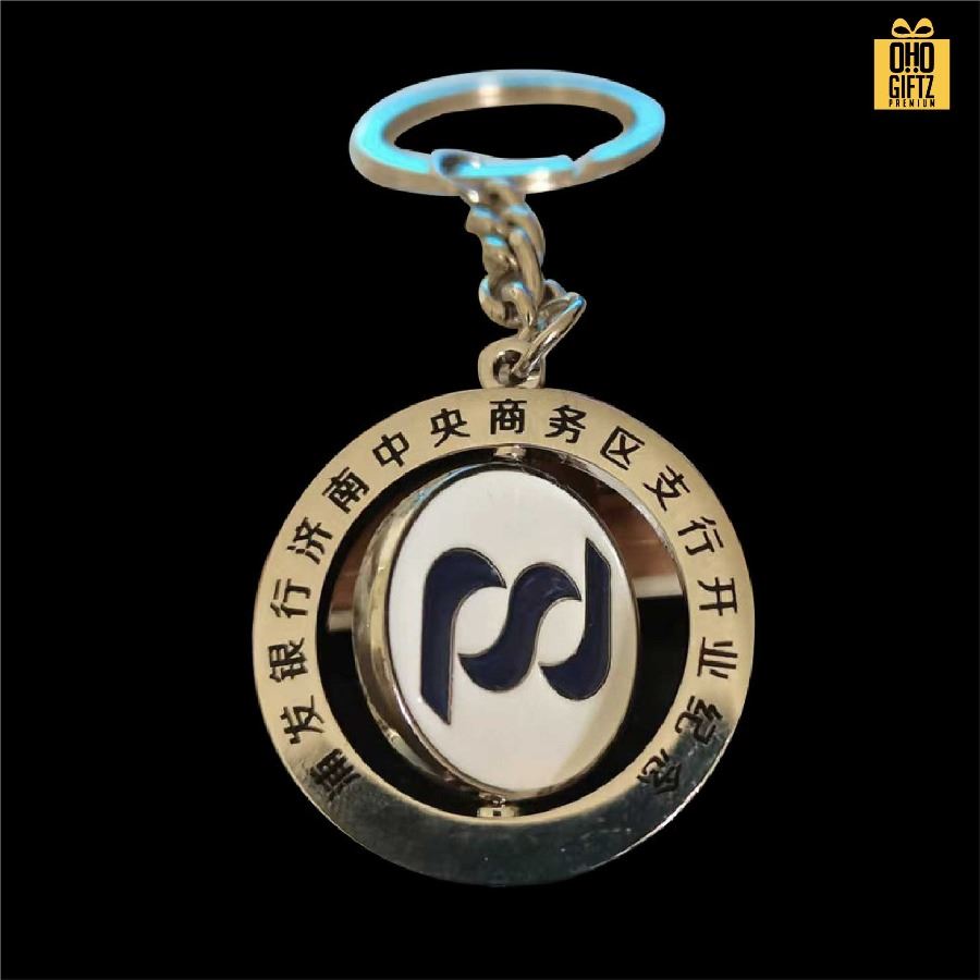 พวงกุญแจโลหะเคลือบสีกลมหมุนได้ ดีไซน์ตามต้องการ สกรีนโลโก้ ทำเป็นของพรีเมี่ยม ของชำร่วยได้