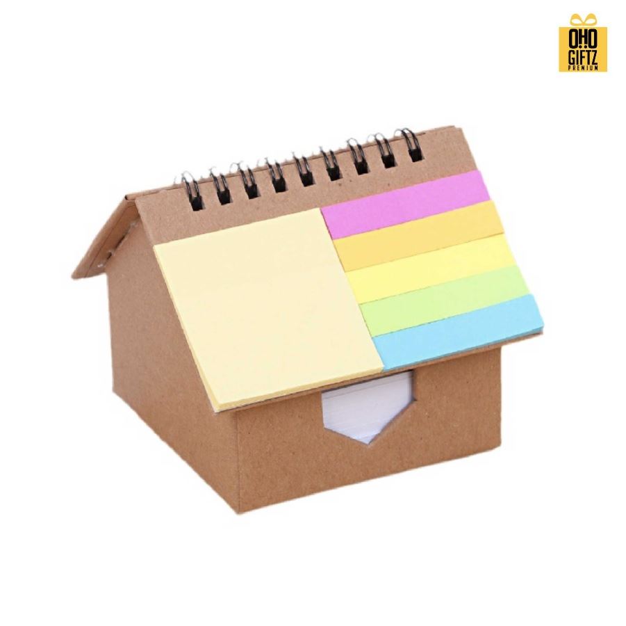 กล่องกระดาษโน๊ตทรงบ้าน สกรีนโลโก้ ทำเป็นของพรีเมี่ยม ของชำร่วยได้