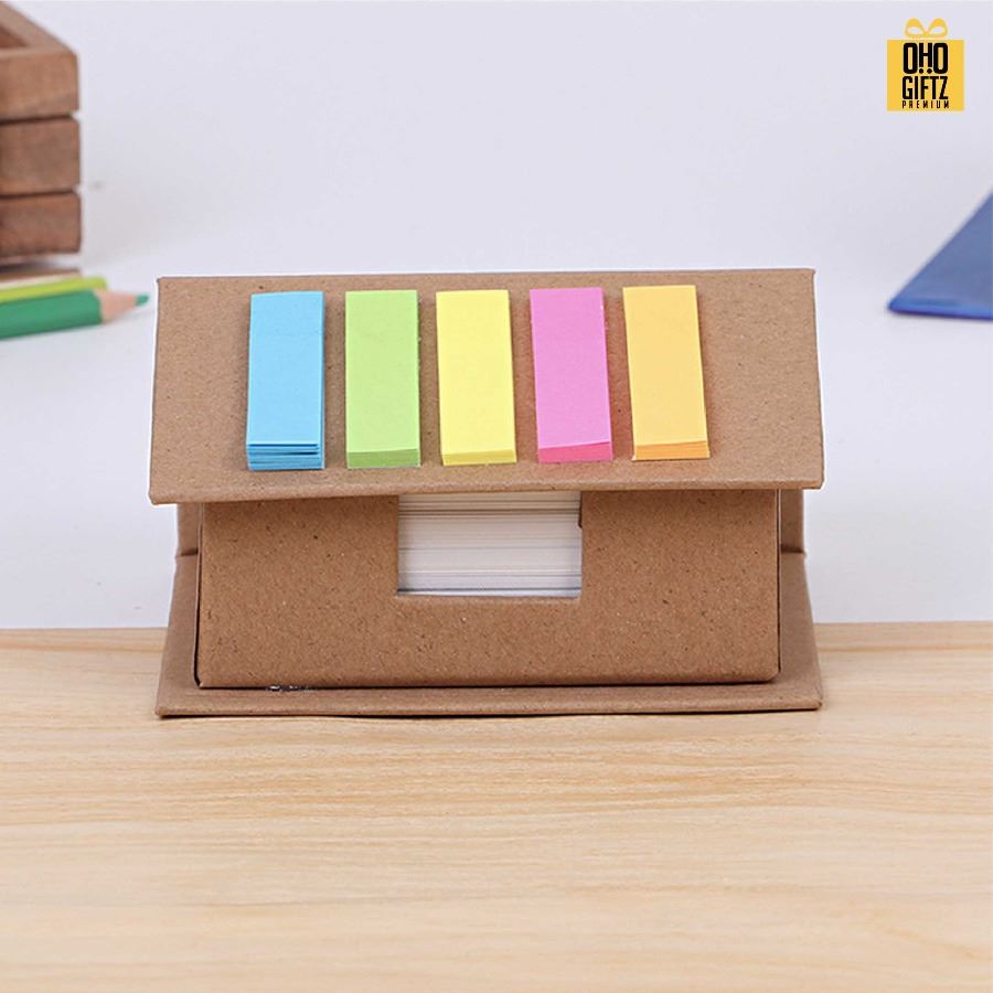 กล่องกระดาษโน๊ตทรงบ้าน สกรีนโลโก้ ทำเป็นของพรีเมี่ยม ของชำร่วยได้