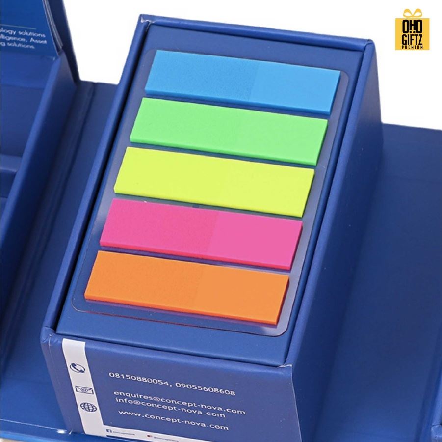 เซ็ทกล่องโน๊ตตั้งโต๊ะ พับเก็บใส่กล่องได้ สกรีนโลโก้ ทำเป็นของพรีเมี่ยม ของชำร่วยได้