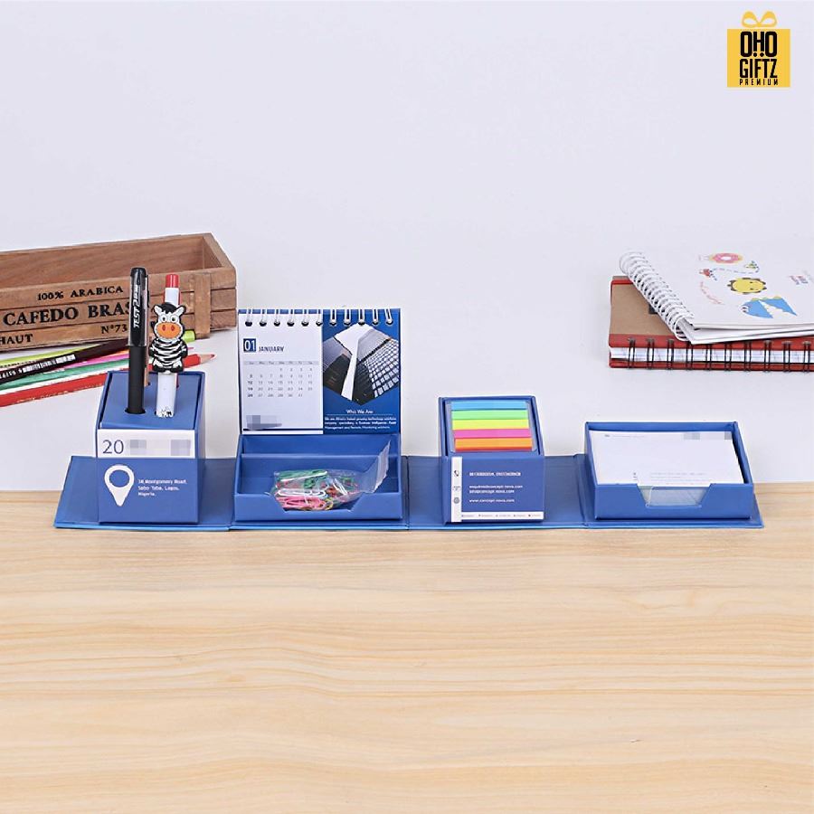 เซ็ทกล่องโน๊ตตั้งโต๊ะ พับเก็บใส่กล่องได้ สกรีนโลโก้ ทำเป็นของพรีเมี่ยม ของชำร่วยได้