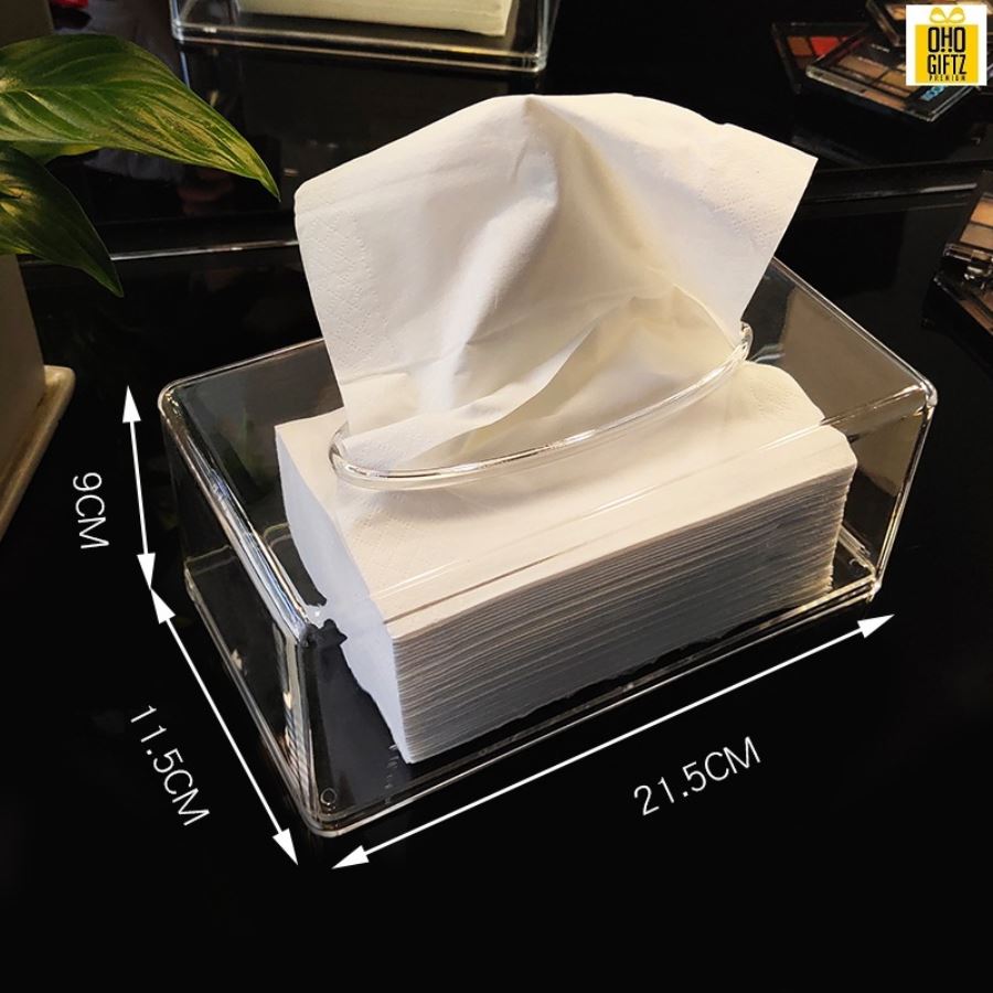กล่องทิชชู่อะคริลิคใส สกรีนโลโก้ ทำเป็นของพรีเมี่ยม ของชำร่วยได้