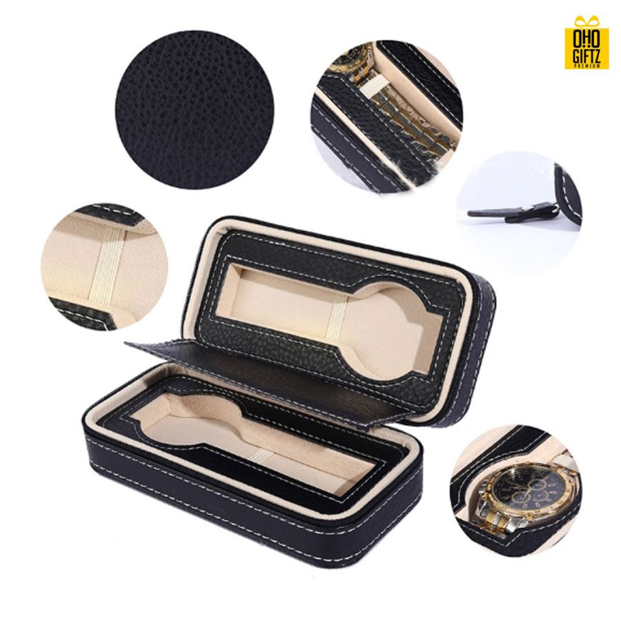 กล่องนาฬิกาแบบพกพา สกรีนชื่อ สกรีนโลโก้ ทำเป็นของพรีเมี่ยมได้ 