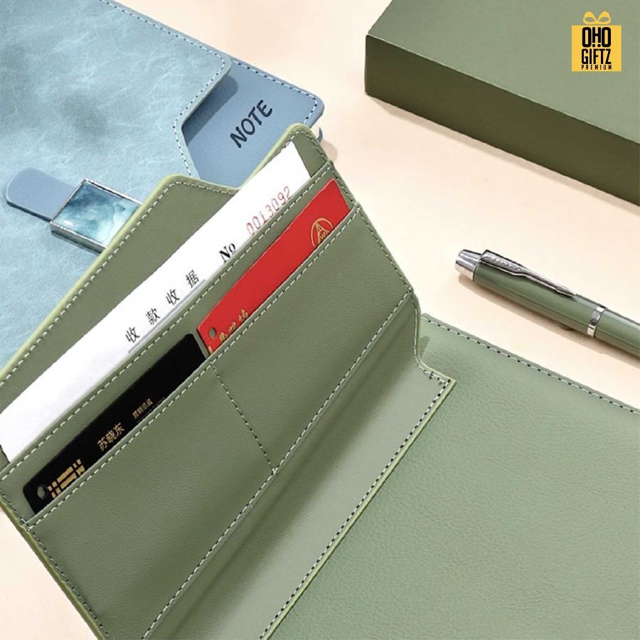 สมุดโน๊ตนักธุรกิจ หนัง PU สกรีนโลโก้ ทำเป็นของพรีเมี่ยม ของชำร่วย