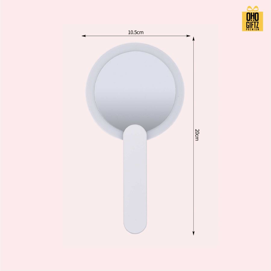 กระจกถือแต่งหน้า พร้อมไฟ LED สกรีนชื่อ สกรีนโลโก้  ทำเป็นของพรีเมี่ยมได้