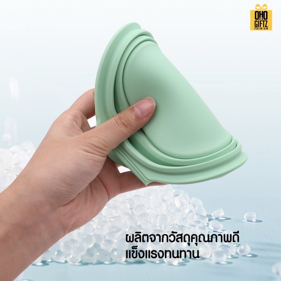 ชามซิลิโคนพับได้ ใส่อาหาร น้ำ สัตว์เลี้ยงแบบถ้วยคู่ สกรีนโลโก้ ทำเป็นของพรีเมี่ยม