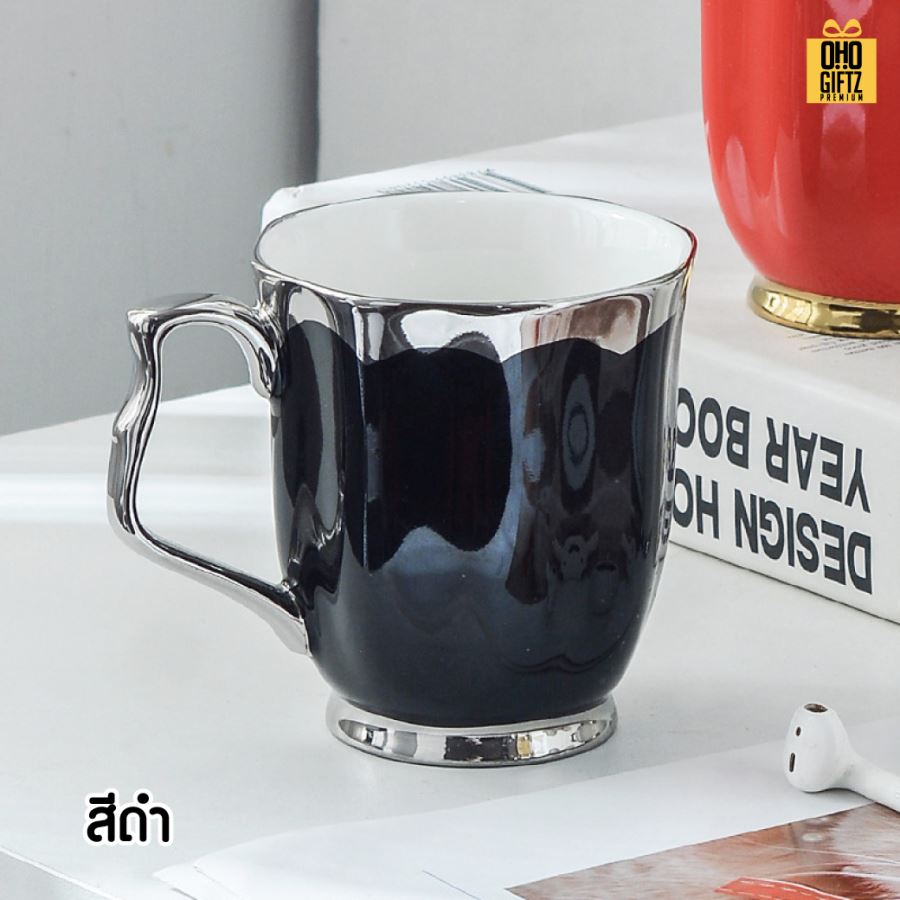 แก้วกาแฟเซรามิคสุดหรู สกรีนชื่อ สกรีนโลโก้ ทำเป็นของพรีเมี่ยมได้