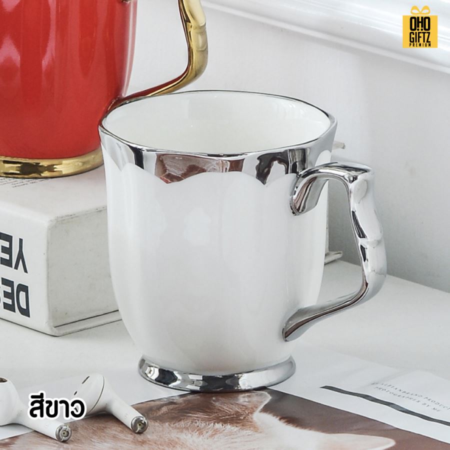 แก้วกาแฟเซรามิคสุดหรู สกรีนชื่อ สกรีนโลโก้ ทำเป็นของพรีเมี่ยมได้