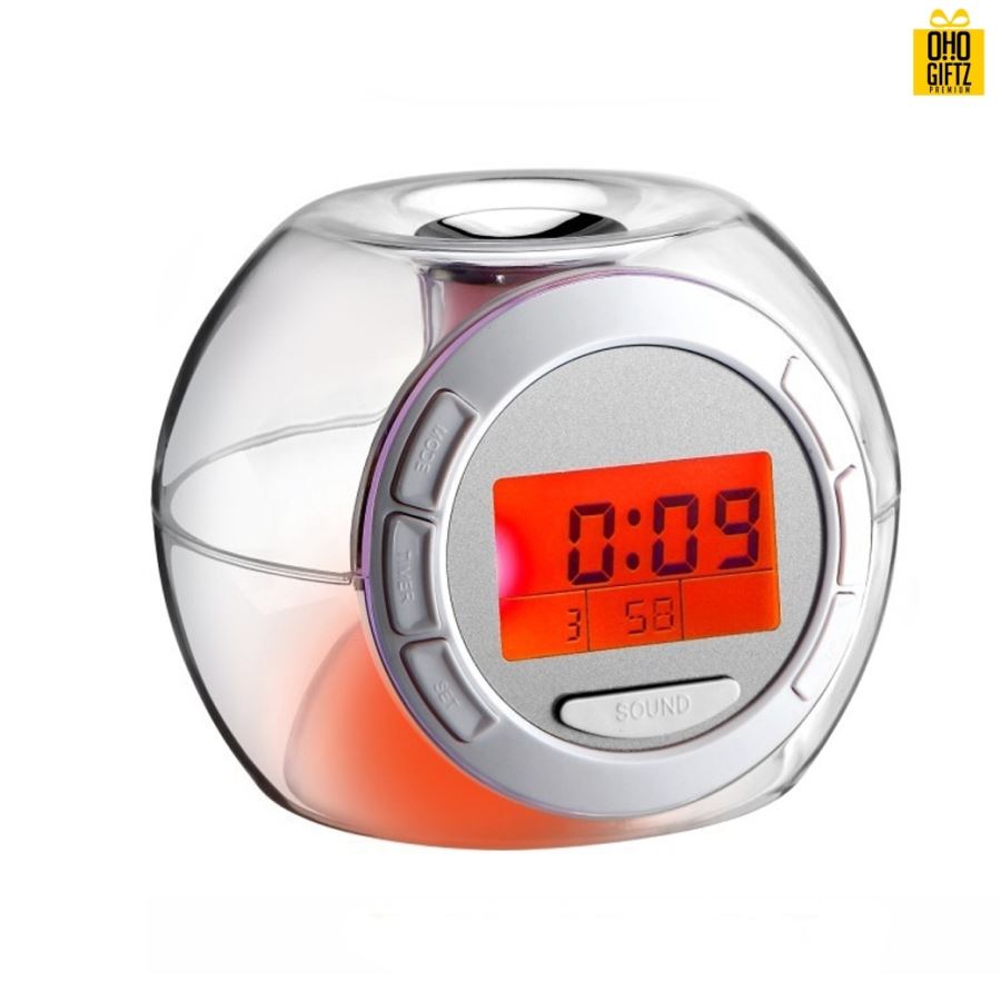 นาฬิกาปลุก ไฟเปลี่ยน 7 สี สกรีนโลโก้ ทำเป็นของพรีเมี่ยมได้