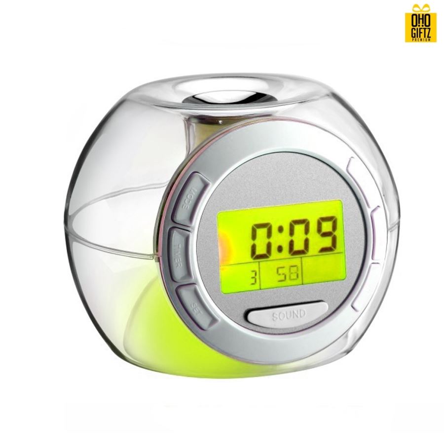 นาฬิกาปลุก ไฟเปลี่ยน 7 สี สกรีนโลโก้ ทำเป็นของพรีเมี่ยมได้
