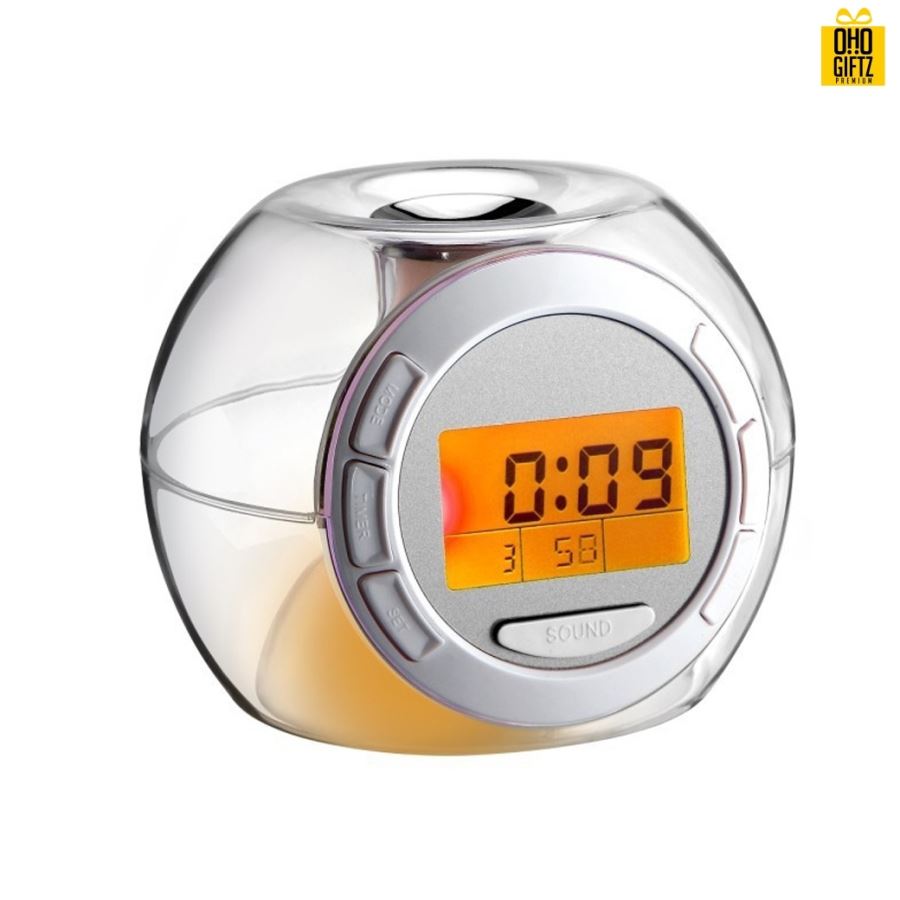 นาฬิกาปลุก ไฟเปลี่ยน 7 สี สกรีนโลโก้ ทำเป็นของพรีเมี่ยมได้