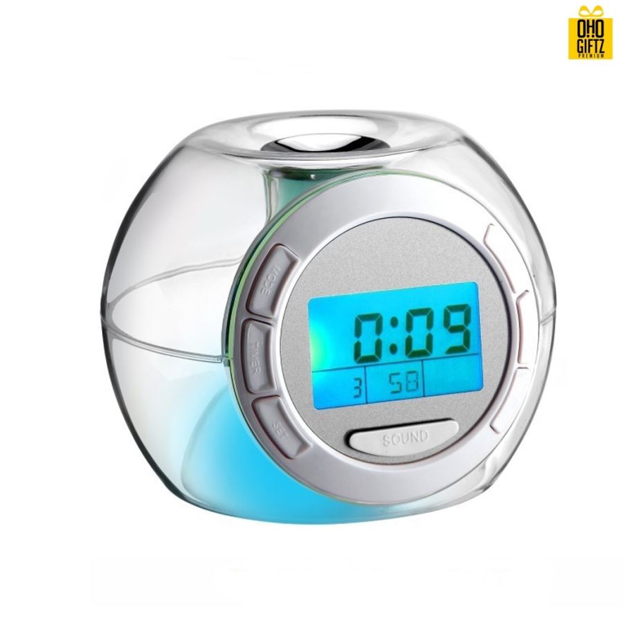 นาฬิกาปลุก ไฟเปลี่ยน 7 สี สกรีนโลโก้ ทำเป็นของพรีเมี่ยมได้