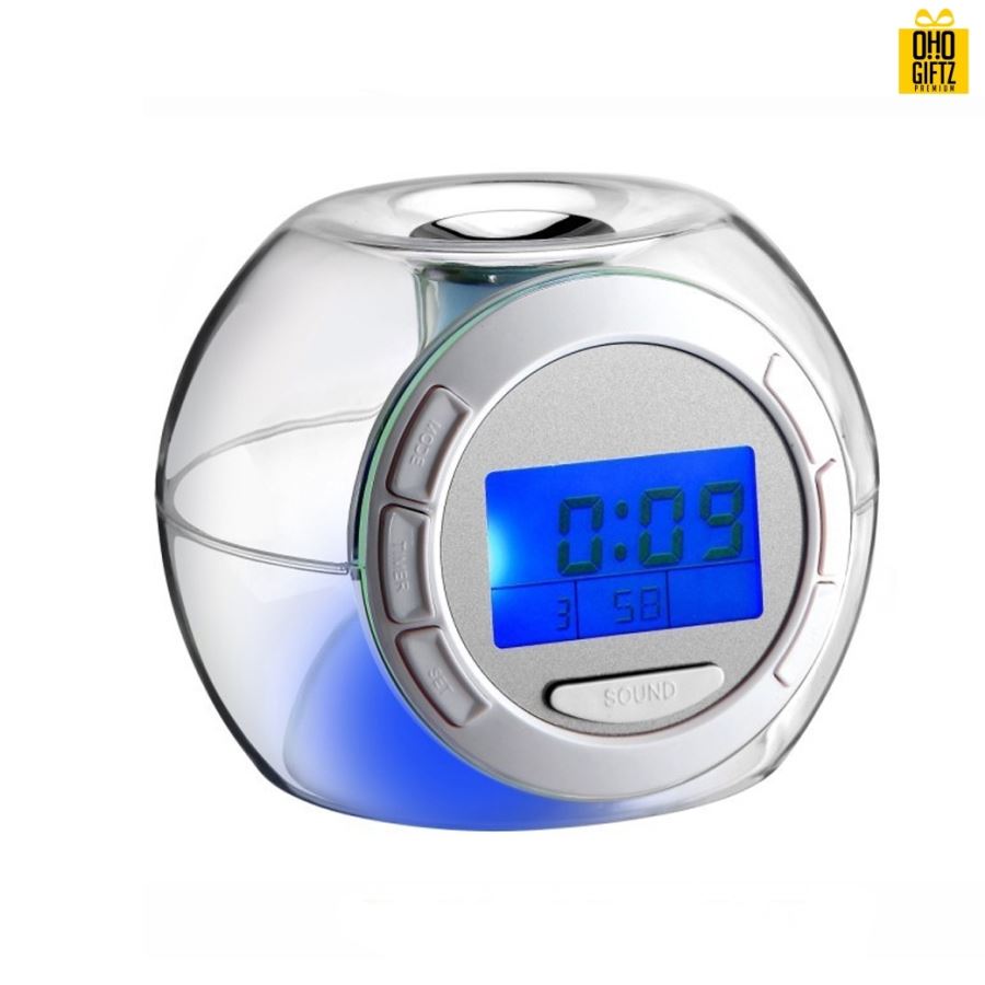 นาฬิกาปลุก ไฟเปลี่ยน 7 สี สกรีนโลโก้ ทำเป็นของพรีเมี่ยมได้