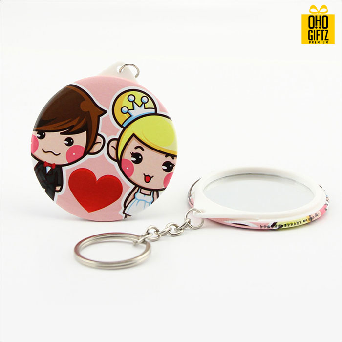 พวงกุญแจกระจก 58 mm. ใส่โลโก้ ทำเป็นของพรีเมี่ยม ของที่ระลึก ของชำร่วย