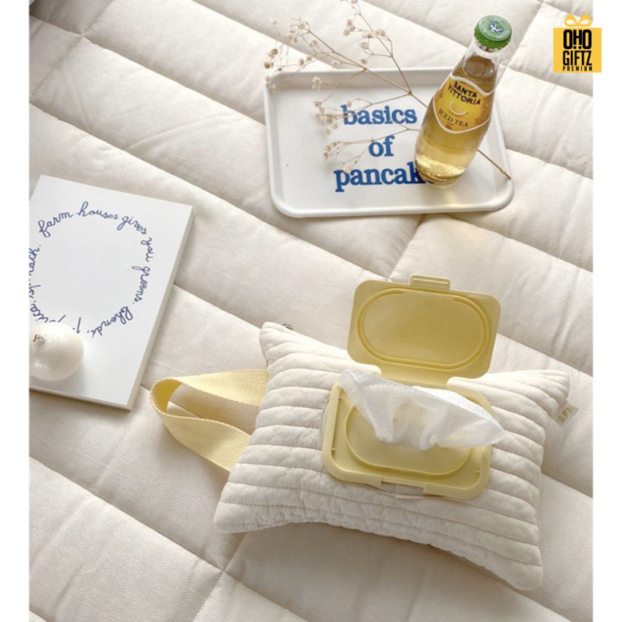 ถุงผ้าแขวนใส่ซองทิชชู่เปียก สกรีนโลโก้ ทำเป็นของพรีเมี่ยม ของชำร่วยได้