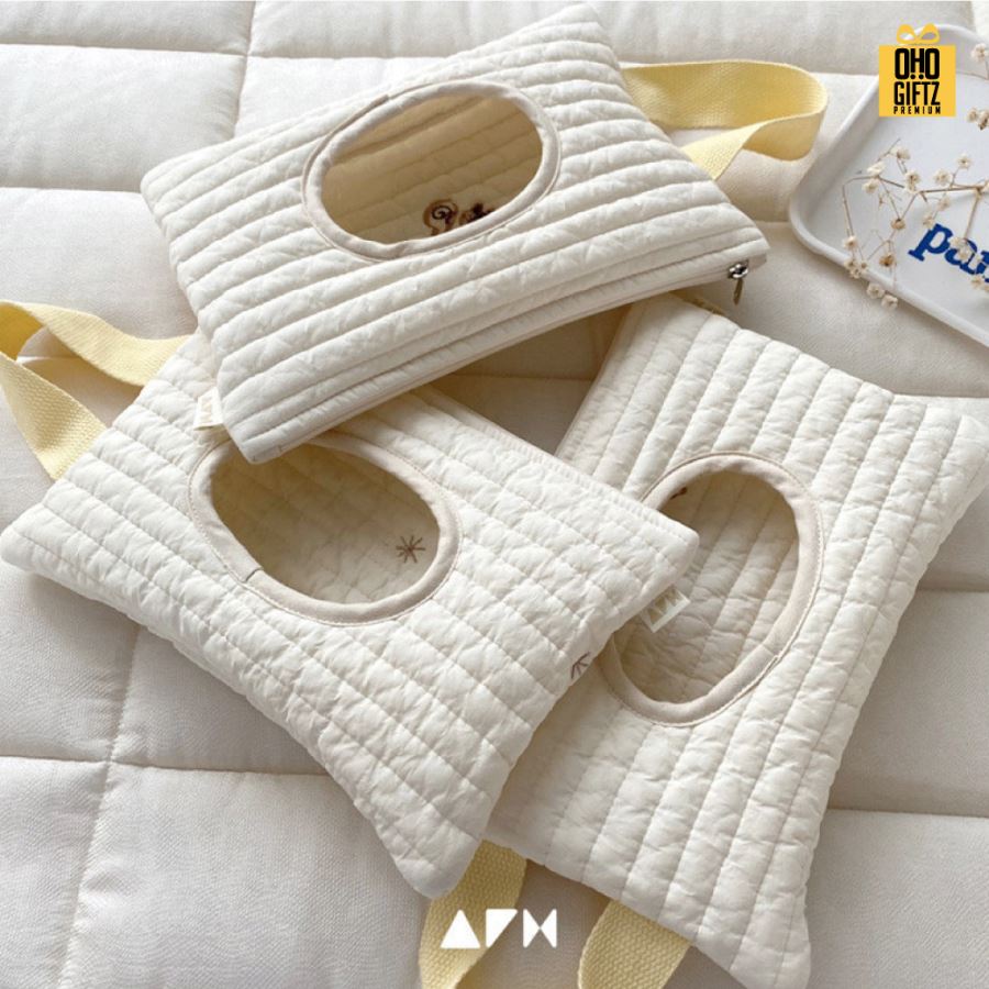 ถุงผ้าแขวนใส่ซองทิชชู่เปียก สกรีนโลโก้ ทำเป็นของพรีเมี่ยม ของชำร่วยได้