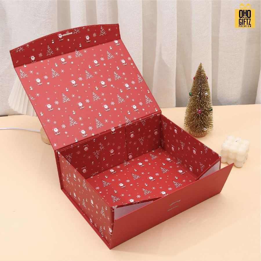 กล่องของขวัญ X'Mas พับได้ สกรีนโลโก้ สกรีนโลโก้ ทำเป็นของพรีเมี่ยม 