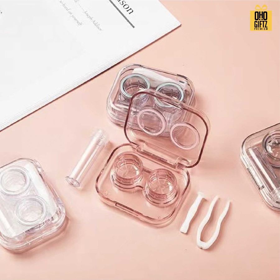 ตลับใส่คอนแทคเลนส์แบบใส สกรีนชื่อ สกรีนโลโก้ทำเป็นของพรีเมี่ยมได้ 