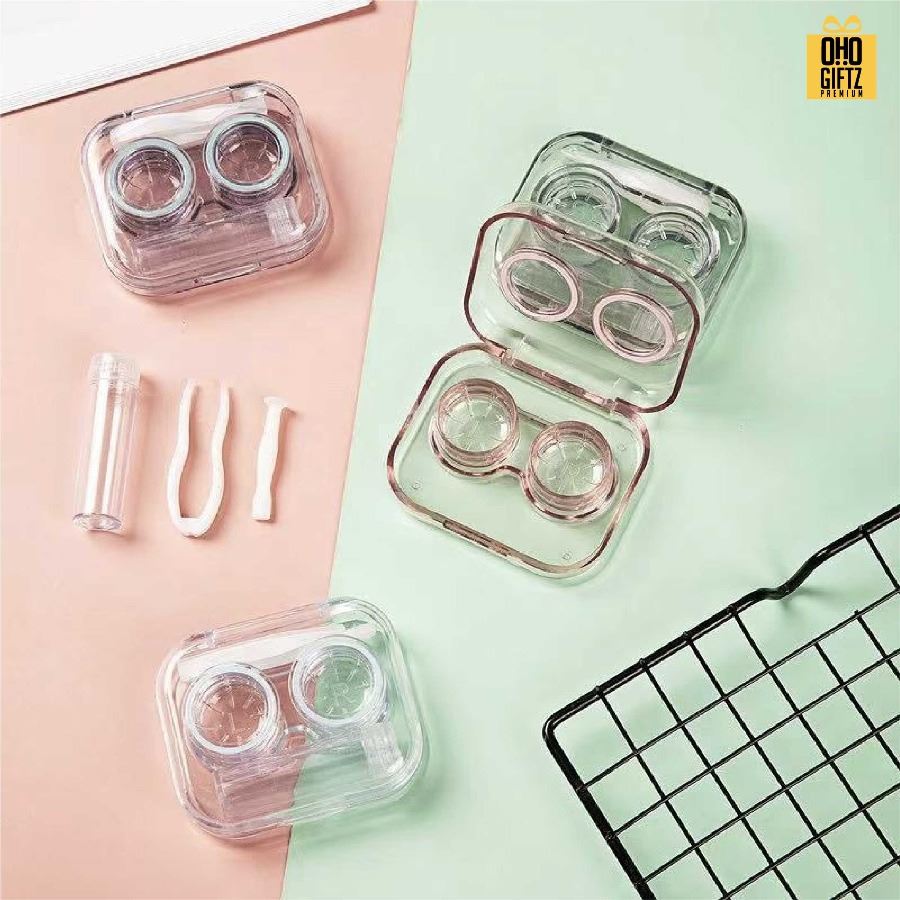 ตลับใส่คอนแทคเลนส์แบบใส สกรีนชื่อ สกรีนโลโก้ทำเป็นของพรีเมี่ยมได้ 