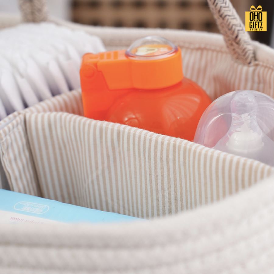 ตะกร้าเก็บของใช้เด็กทารก สกรีนโลโก้ ทำเป็นของพรีเมี่ยม 