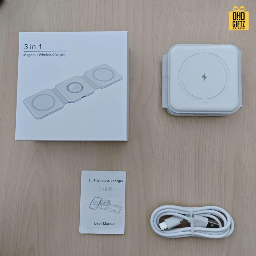 ที่ชาร์จไร้สายแบบพับ สกรีนชื่อ,โลโก้ ทำเป็นของพรีเมี่ยมได้