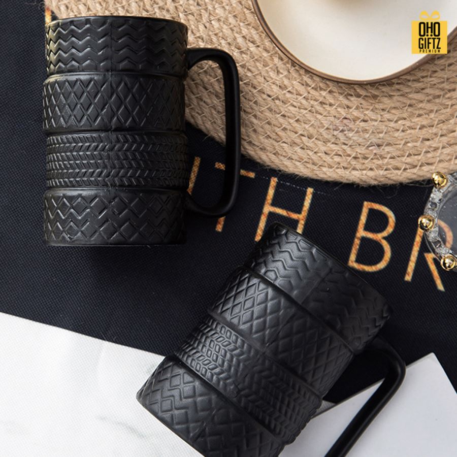 ถ้วยเซรามิกยางล้อรถ สกรีนชื่อ สกรีนโลโก้ ทำเป็นของพรีเมี่ยมได้