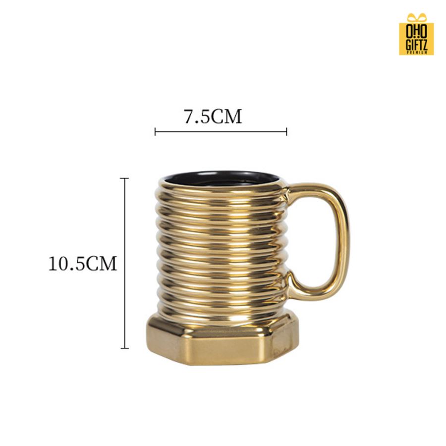 ถ้วยเซรามิกทรงน็อตสกรู สกรีนชื่อ สกรีนโลโก้ ทำเป็นของพรีเมี่ยมได้