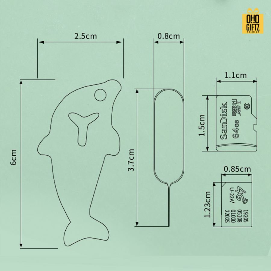 พวงกุญแจโลมา เก็บซิมการ์ดพร้อมเข็ม สกรีนโลโก้ ทำเป็นของพรีเมี่ยมได้