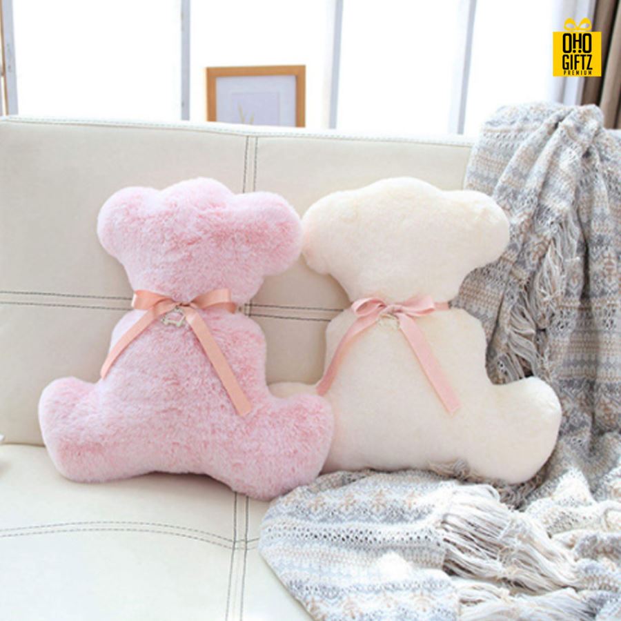 ตุ๊กตาหมีผูกโบว์ สกรีนชื่อ สกรีนโลโก้ ทำเป็นของพรีเมี่ยมได้