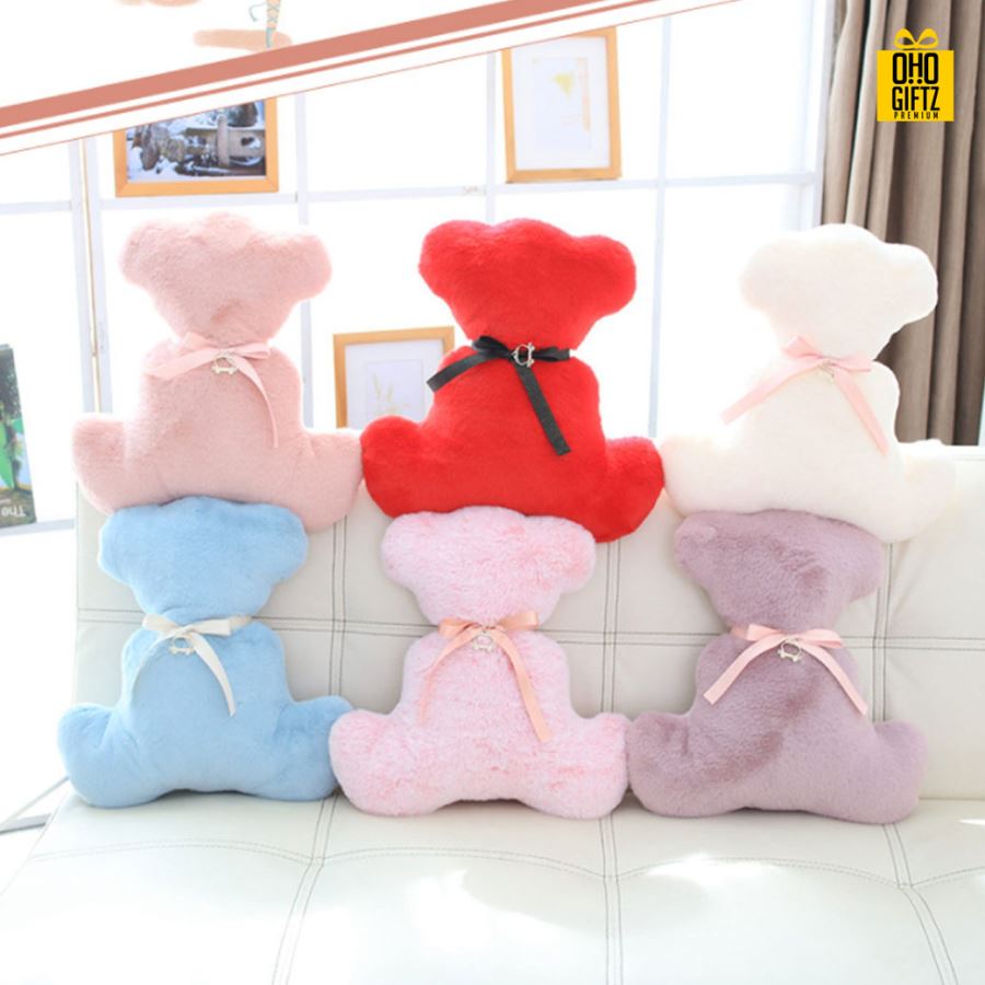 ตุ๊กตาหมีผูกโบว์ สกรีนชื่อ สกรีนโลโก้ ทำเป็นของพรีเมี่ยมได้